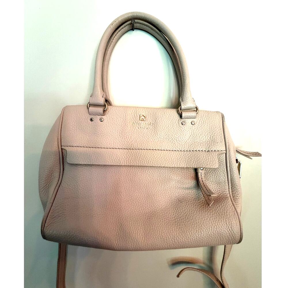 Kate Spade Grant Park Pebble Leather Handbag Satchel Purse Crossbody Blush Beige - Picture 2 of 10